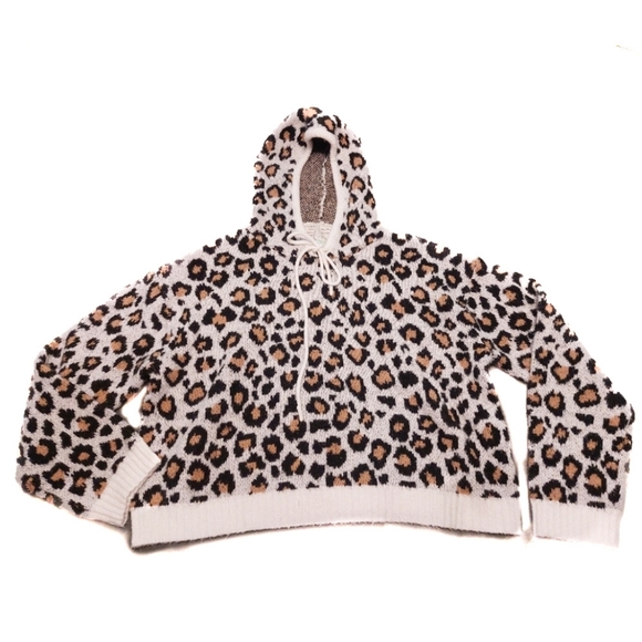 By Anthropologie Sweaters - By Anthropologie Leopard Print Hooded Sweater Cozy Warm Fall Winter 1X